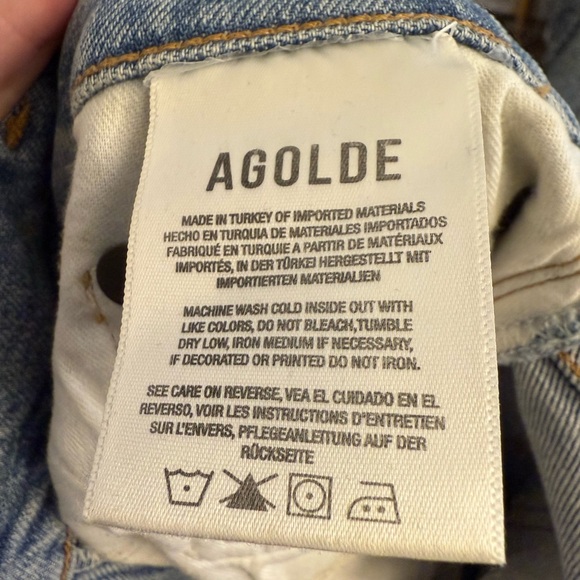 AGOLDE Riley Ripped Super High Waist Crop Straight Leg Jeans in Whiplash - Picture 12 of 13